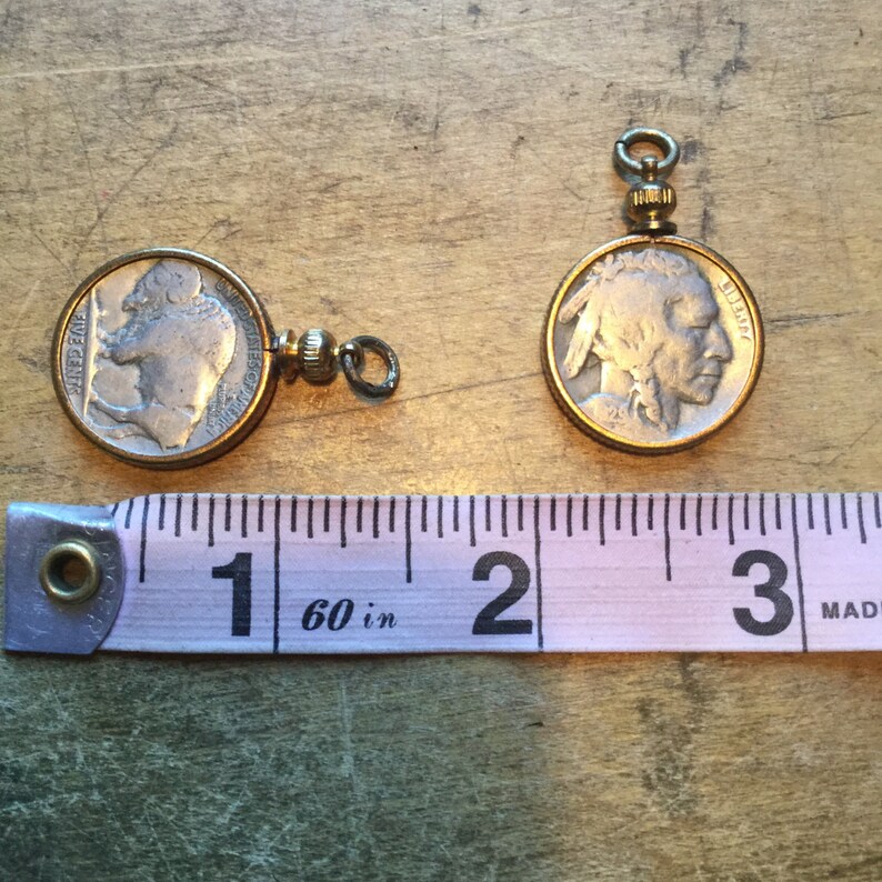 5x Vintage Buffalo Nickel coin Pendant LOT bulk bundle gold Charm