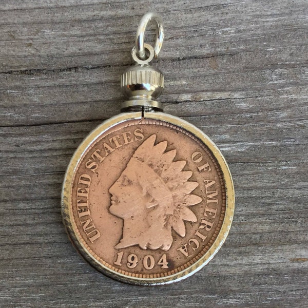 Old Indian Head Penny Pendant. Lucky Penny Coin Charm.