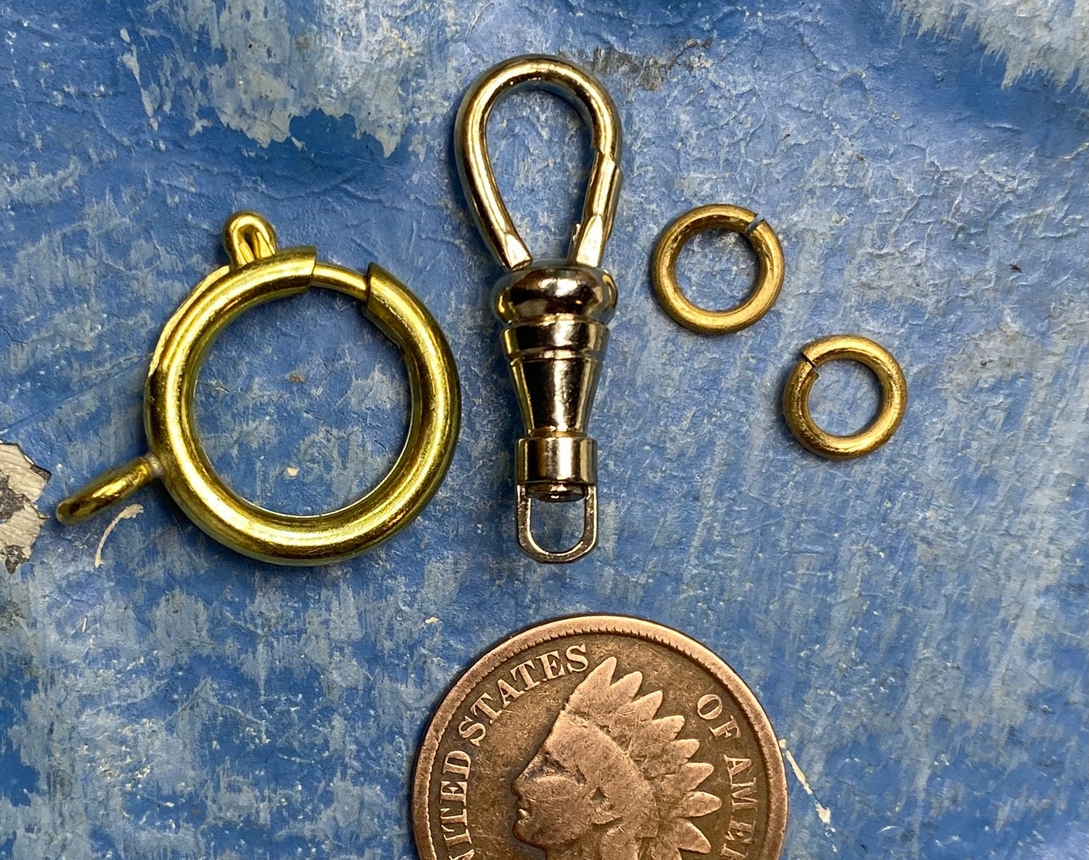 1 set Gold brass pocket watch chain end clasp Spring Ring & Etsy