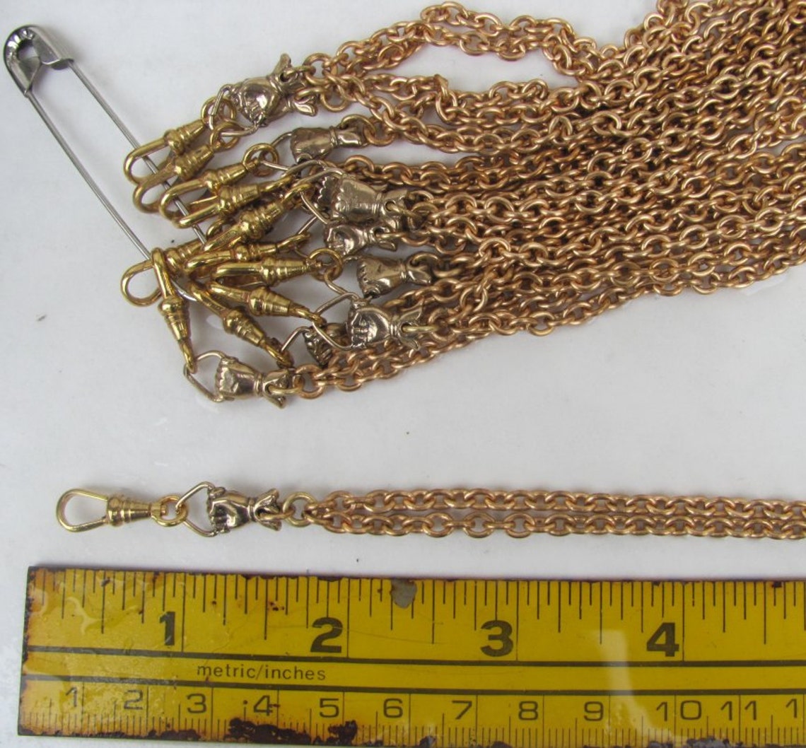 Repro Victorian hand pocket watch chain necklace/ charm holder Etsy