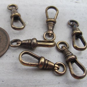 1 or 5 BRONZE tone Antique Clasp Swivel Clip/ Dog Clip for Pocket Watch Chain Repair