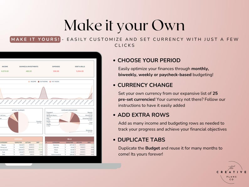 Monthly Budget Planner for Google Sheets Microsoft Excel Budget ...