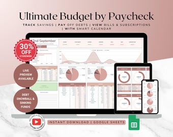 Paycheck Expense Tracker – Income & Budget Planner with Debt Payoff for Google Sheets