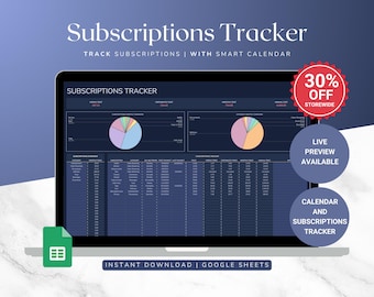Subscription Tracker Spreadsheet – Google Sheets Template for Managing Recurring Subscriptions and Payments