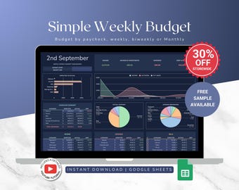 Weekly Budget Spreadsheet – Budgeting by Week Template and Google Sheets with Expense Tracker and Financial Planning