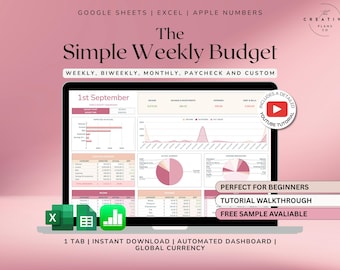 Weekly Budget Planner Spreadsheet – Google Sheets Template for Weekly Budgeting, Expense Tracking and Savings