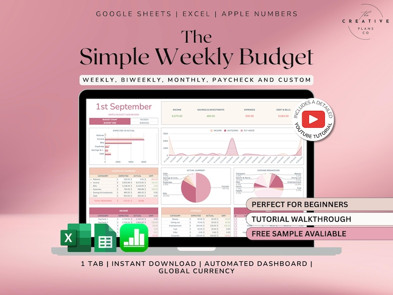 weekly planner weekly budget budget weekly spending tracker digital planner budget planner budget spreadsheet savings challenge budget template week budget budget week week excel week plan