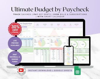 Paycheck Budget Template – Income, Expenses, Debt Tracker & Sinking Funds for Google Sheets