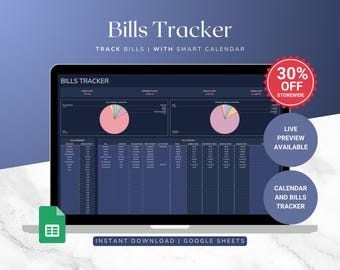 Bill Tracker and Budget Planner | Spreadsheet for Monthly and Weekly Bill Organization | Personal Finance Calendar Template