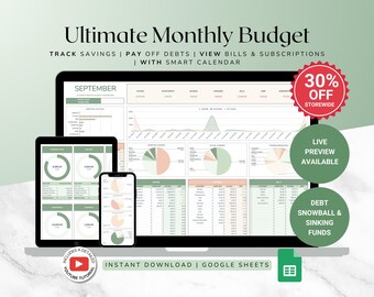 Debt Payoff Calculator and Budget Tracker – Expense Log, Sinking Funds for Google Sheets