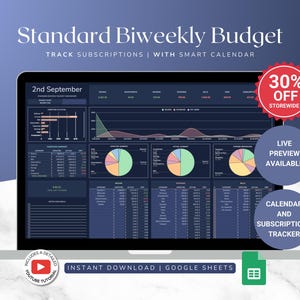 Biweekly Paycheck Budget Planner – Monthly and Biweekly Budget Spreadsheet for Google Sheets with Savings Tracker