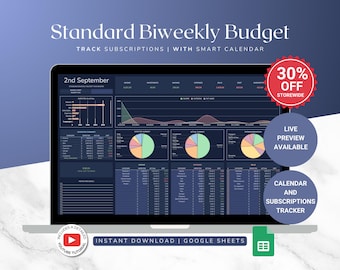 Biweekly Paycheck Budget Planner – Monthly and Biweekly Budget Spreadsheet for Google Sheets with Savings Tracker