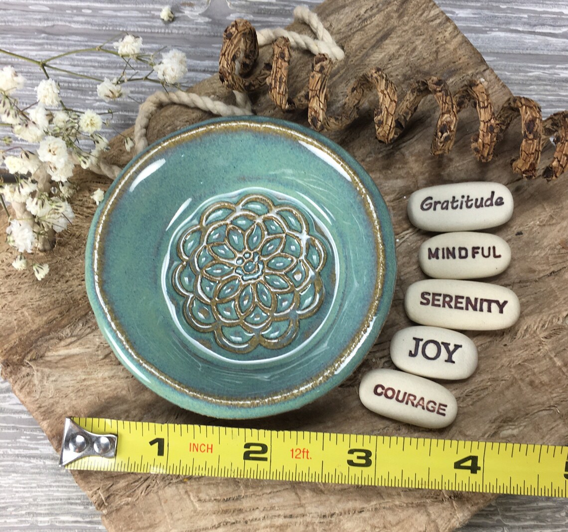 Small Bowl with 5 Inspiration Words Mandala Design Gratitude Etsy