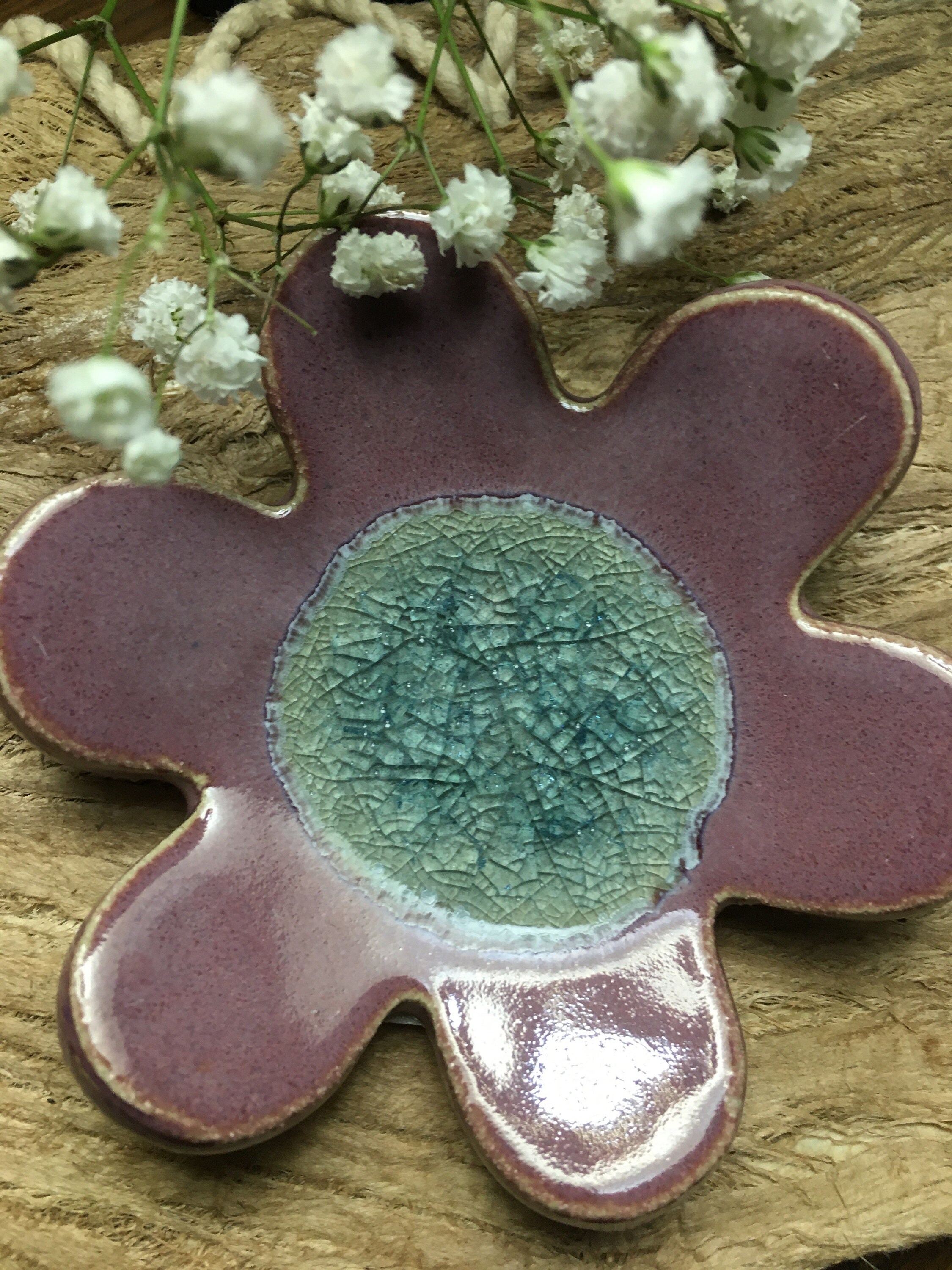 2 Ceramic Flower Dishes Tea Bag Holders Gift For Her Home Etsy