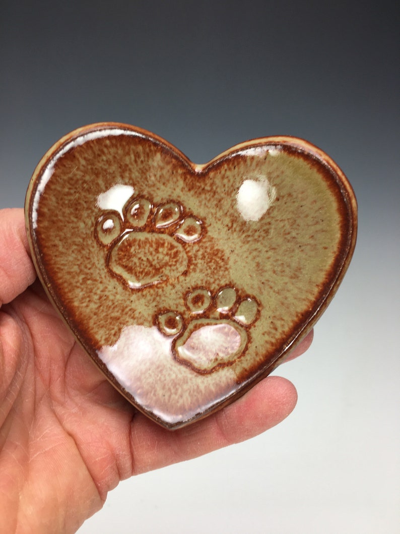 Paw Print Heart Dish, Handmade Pottery Heart106 image 6