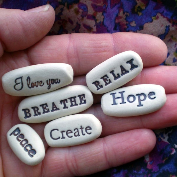 6 Pocket Meditations from list, Pocket Charms, Meditation Gifts, Care Package Gift, Affirmation Stones, Get Well Gift