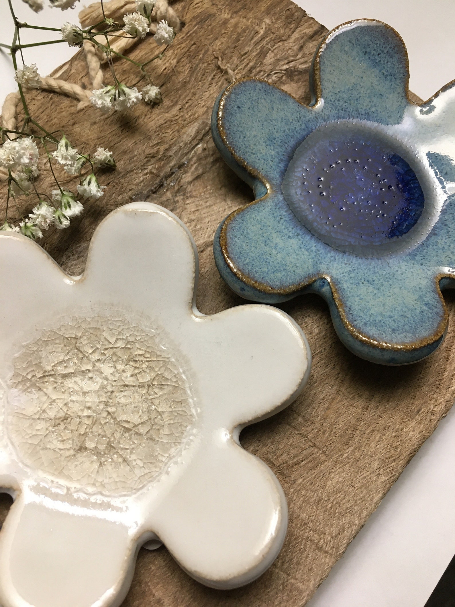 2 Ceramic Flower Dishes Tea Bag Holders Gift For Her Home Etsy