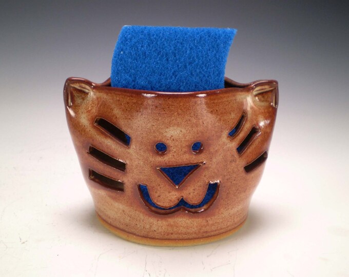 Cat Sponge Holder, Cat Candle Holder, Cat Pottery, Mother's Day Gift