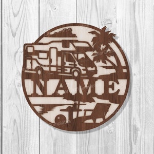 Lasergeschnittenes Strand-Baby-Namensschild SVG-Datei Glowforge Strand-Baby-Name Türhänger SVG Cricut Mehrschichtiges Baby-Namensschild dxf CNC-Vektorvorlage