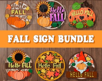 Fall Pumpkin Round Door Hanger 6 Bundle laser cut svg file Glowforge  Multilayer pumpkin sign wall decor Pumpkin door sign dxf cnc vector