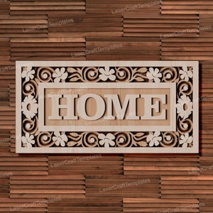 Placa de boas-vindas com flores em várias camadas, arquivo svg cortado a laser, placa de boas-vindas Glowforge, cabide de porta svg cricut, placa de porta floral dxf cnc vector