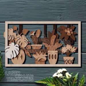 Panel de pared multicapa con flores cortadas con láser, archivo svg, arte de pared con flores 3d multicapa Glowforge, svg, cricut, flores de mandala, dxf, cnc, vector