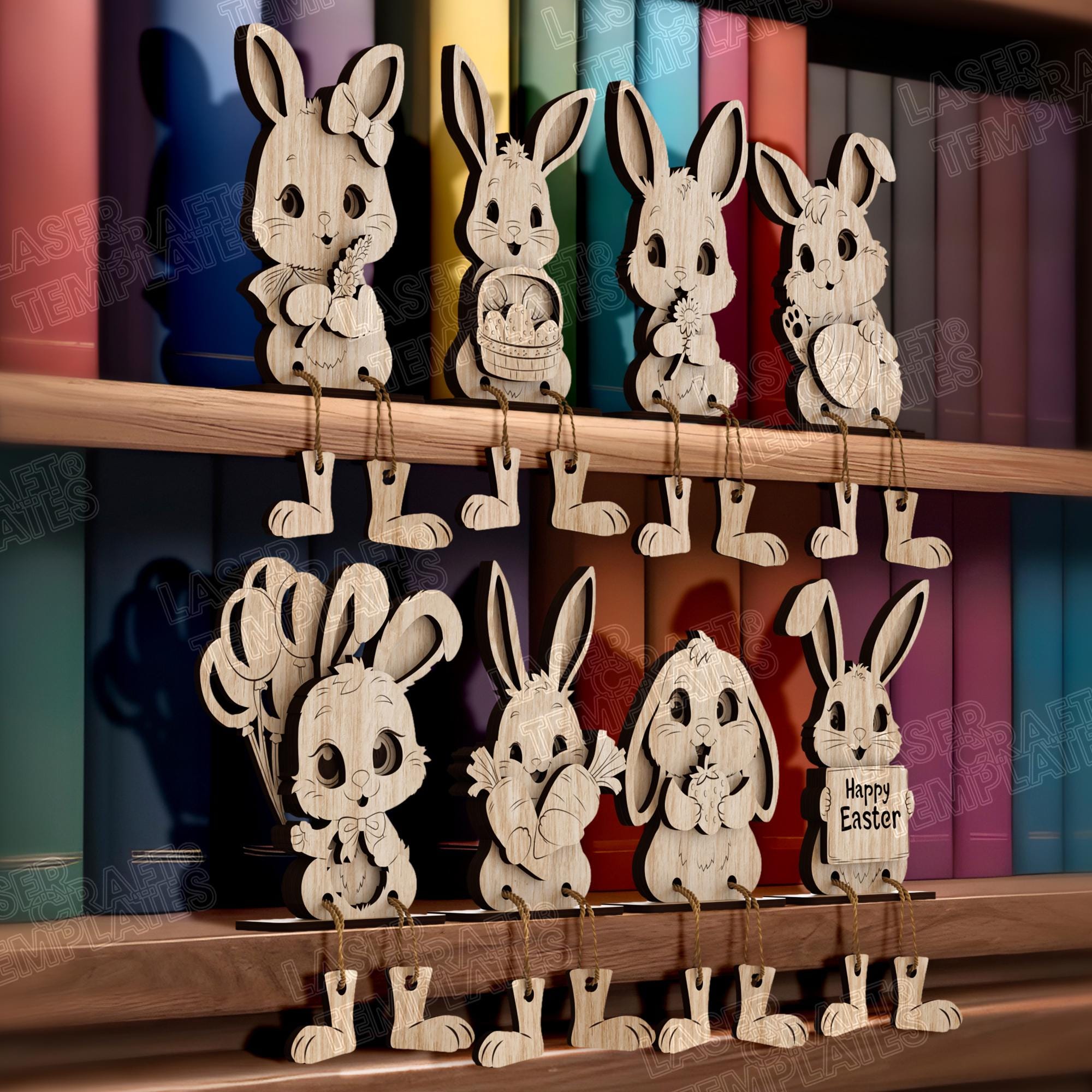 8 Easter Bunny Shelf Sitter Laser Cut SVG Dangling Leg Figurines - Etsy