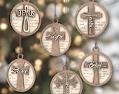 Nativity cross ornaments 6 laser cut svg file Glowforge Nativity Jesus cross ornaments svg Nativity ornaments laser Christmas laser cut