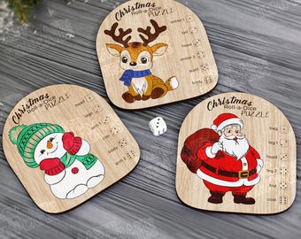 3 jul tärningsspel SVG laserskuret barn jultomte snögubbe pussel