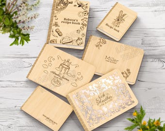 6 Book Cover SVG Laser Cut Wooden Recipe Album Journal Notebook Cover