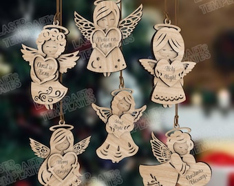 Laser cut Nativity angels ornament 6 svg cutting file Glowforge Christmas angels ornaments svg Christmas angels laser Christmas laser svg