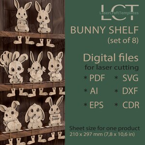 8 Easter Bunny Shelf Sitter Laser Cut SVG Dangling Leg Figurines - Etsy