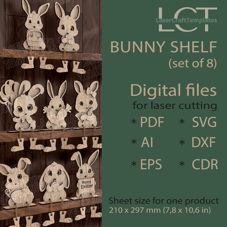 Easter Bunny Shelf Sitters Figurines Laser Svg File Glowforge Layered ...