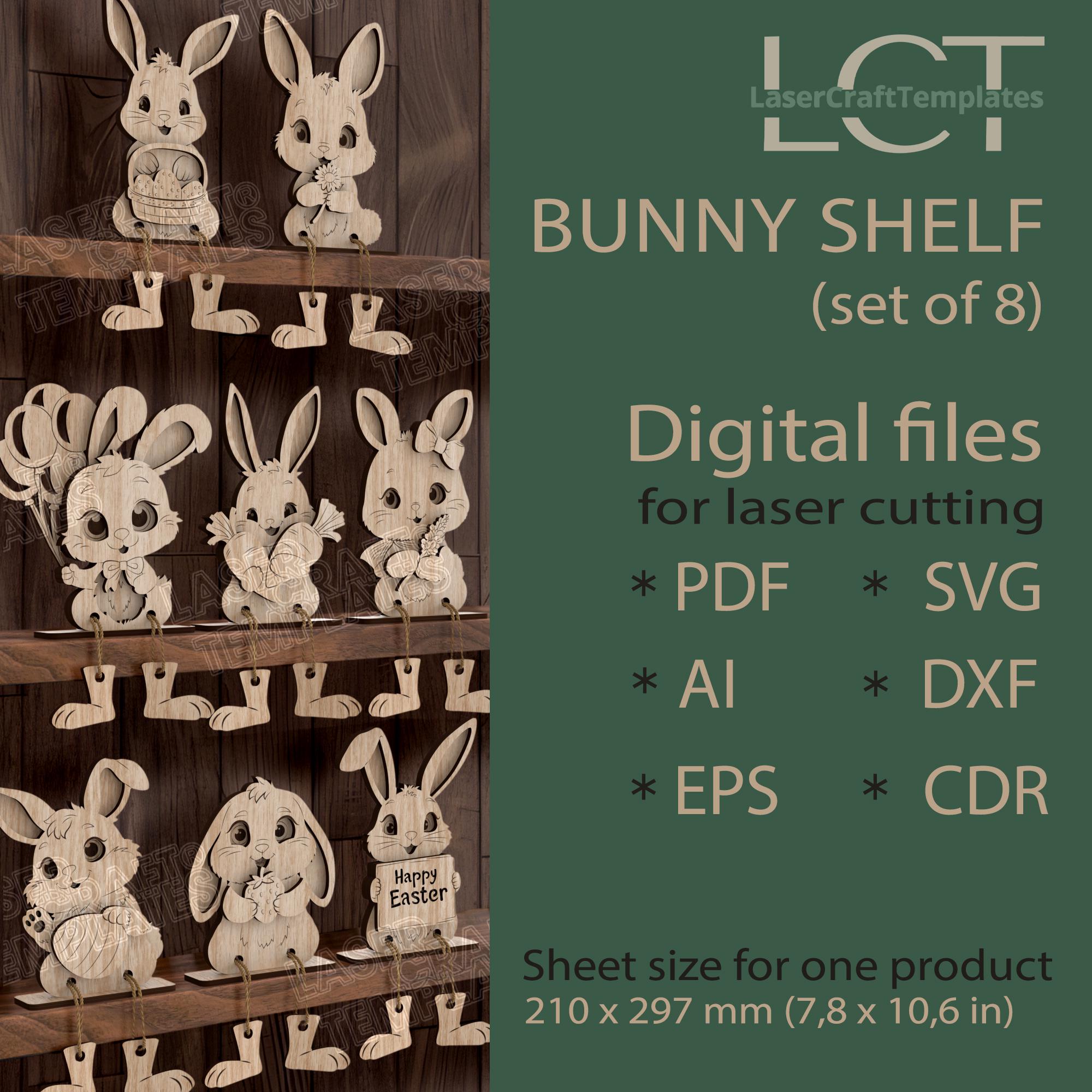 8 Easter Bunny Shelf Sitter Laser Cut SVG Dangling Leg Figurines - Etsy