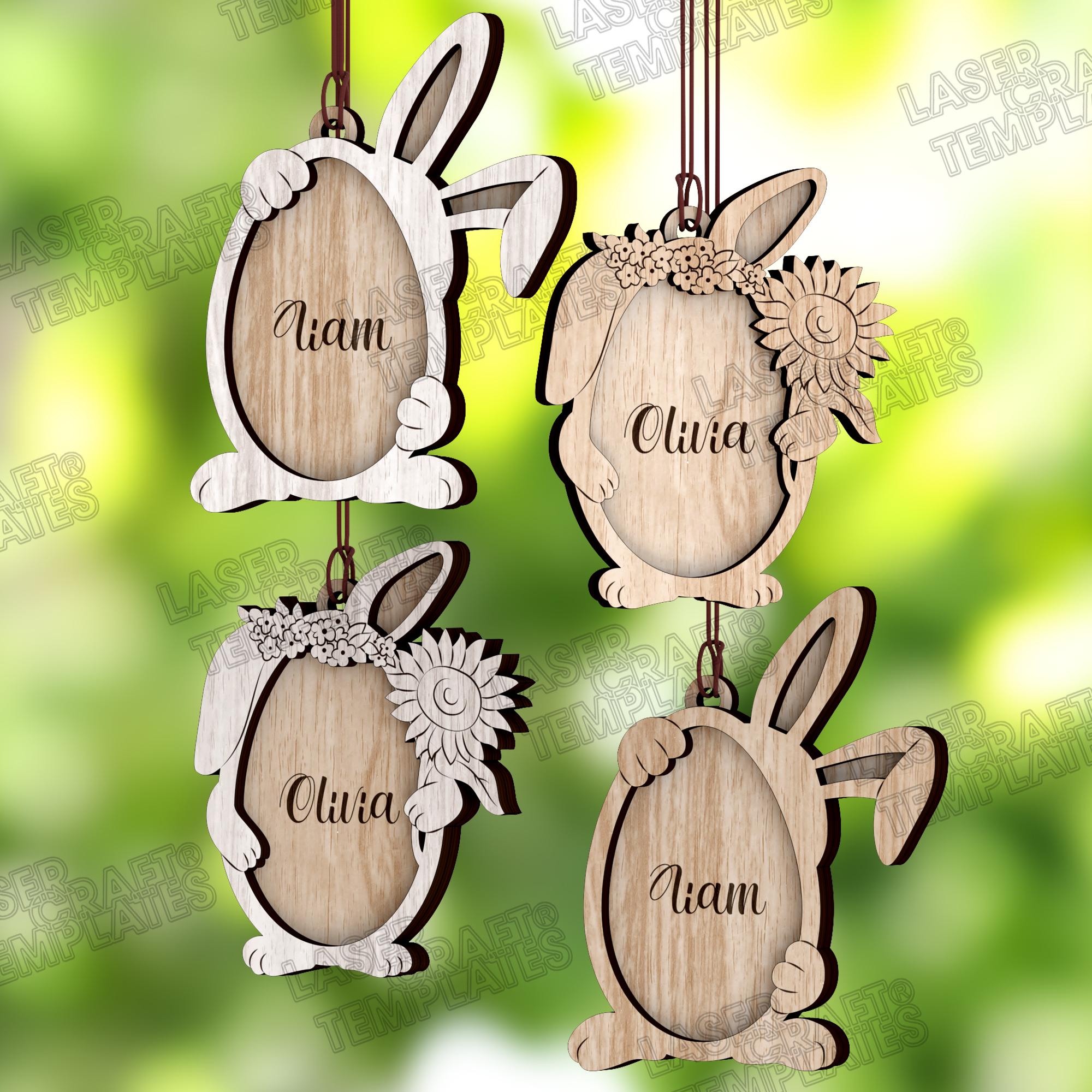 6 Easter Bunny Egg Ornaments Laser Cut Svg File Glowforge Easter Bunny ...