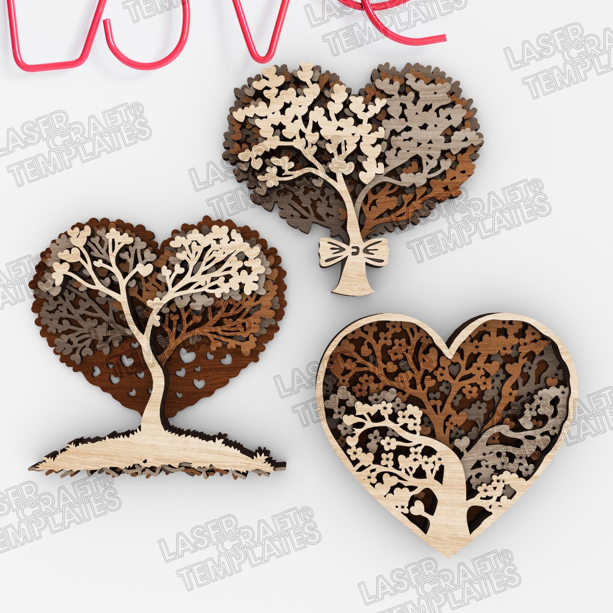 Multilayer Heart Wall Panel Laser Cut Svg File Glowforge Multilayer ...