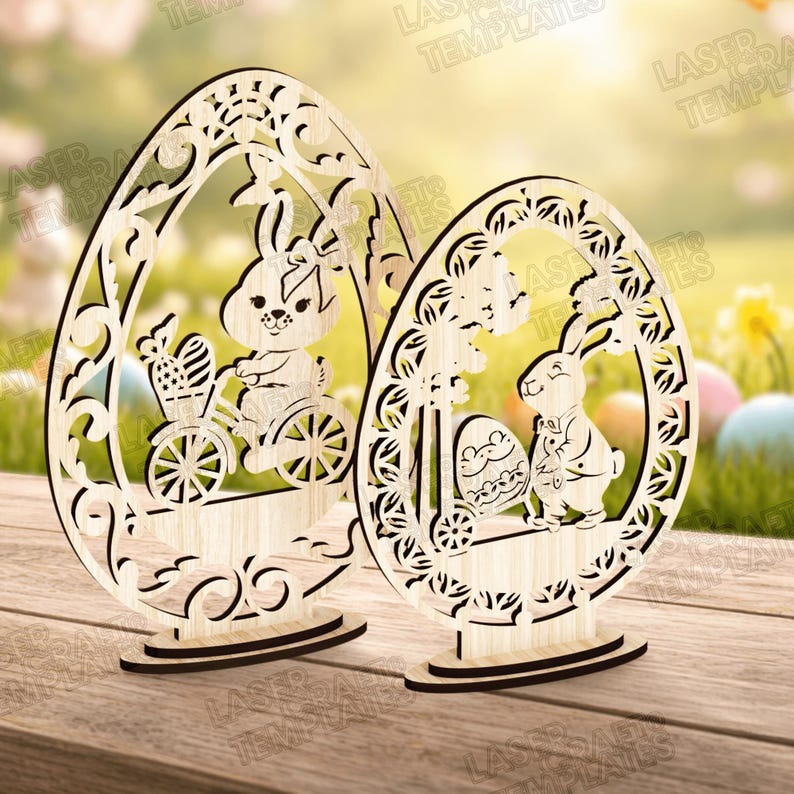 3 Easter Egg SVG Laser Cut Multilayer Standing Bunny Spring Decor - Etsy