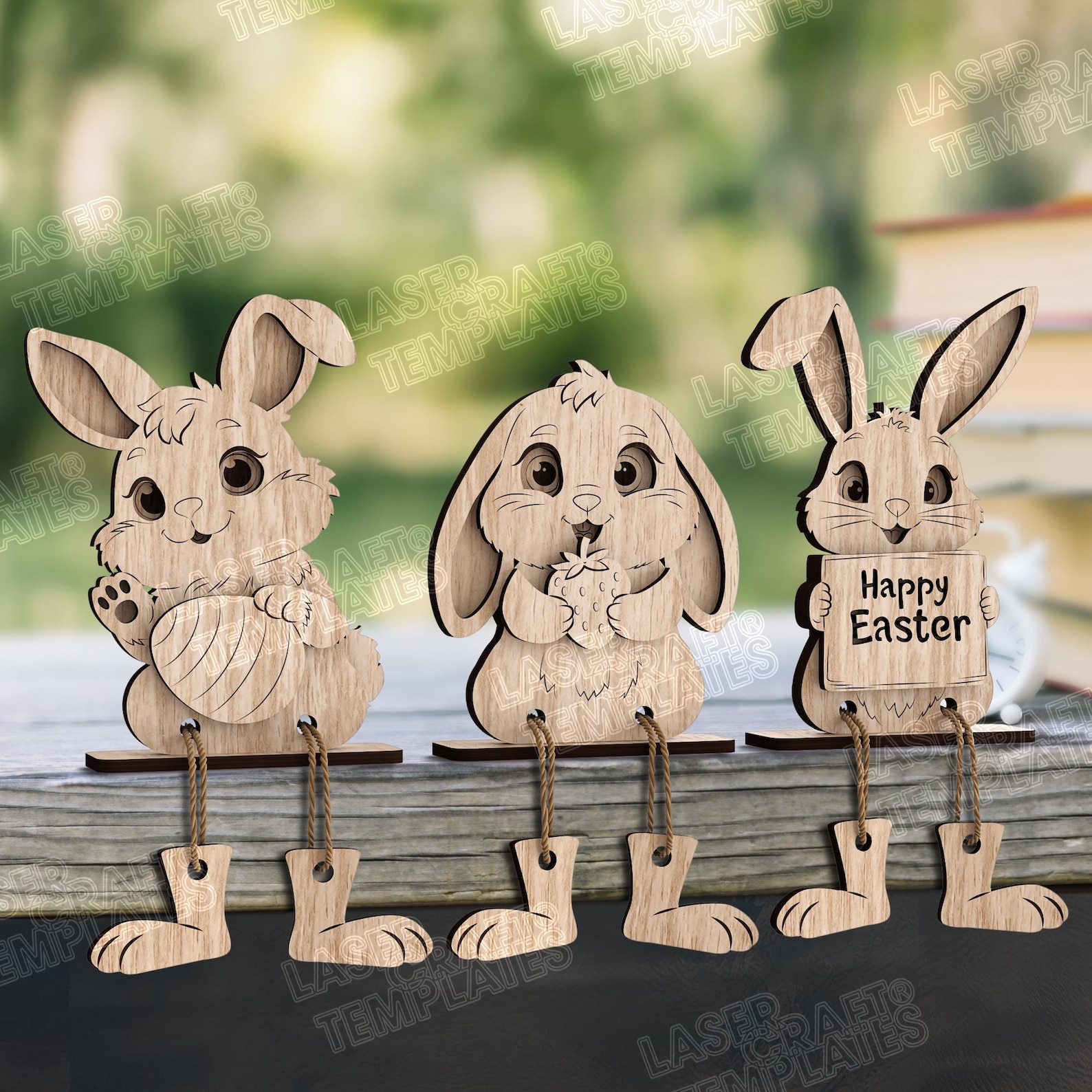8 Easter Bunny Shelf Sitter Laser Cut SVG Dangling Leg Figurines - Etsy