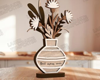 Multilayer Flower Vase SVG Laser Cut Wildflower Tabletop Standing Decor