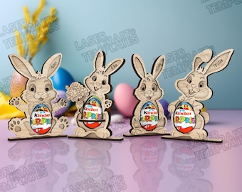 4 Easter Bunny Egg Stand SVG Laser Cut Standing Holder