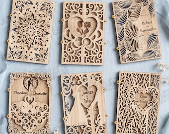 Laser cut Wedding invitations 6 svg cutting file Glowforge wedding invitation svg template Wedding invitation dxf Wedding laser svg file