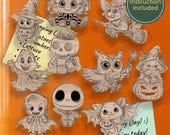 10 Halloween Fridge Magnet Laser Cut SVG Multilayer Witch Pumpkin