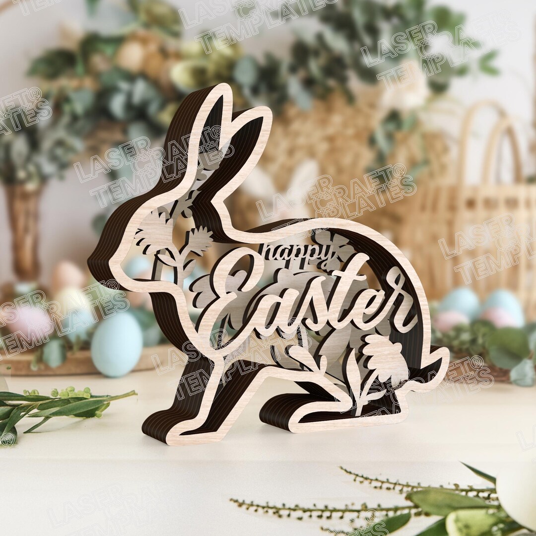 Easter Bunny Multilayer Decor Laser Cut Svg File Glowforge Easter Bunny ...