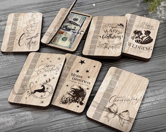 Christmas money envelope 6 bundle laser cut svg file Glowforge Christmas money holder laser Christmas gift holder dxf Christmas laser