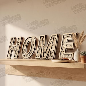 Letras del alfabeto de la jungla de dinosaurios cortadas con láser SVG Monograma de pared multicapa