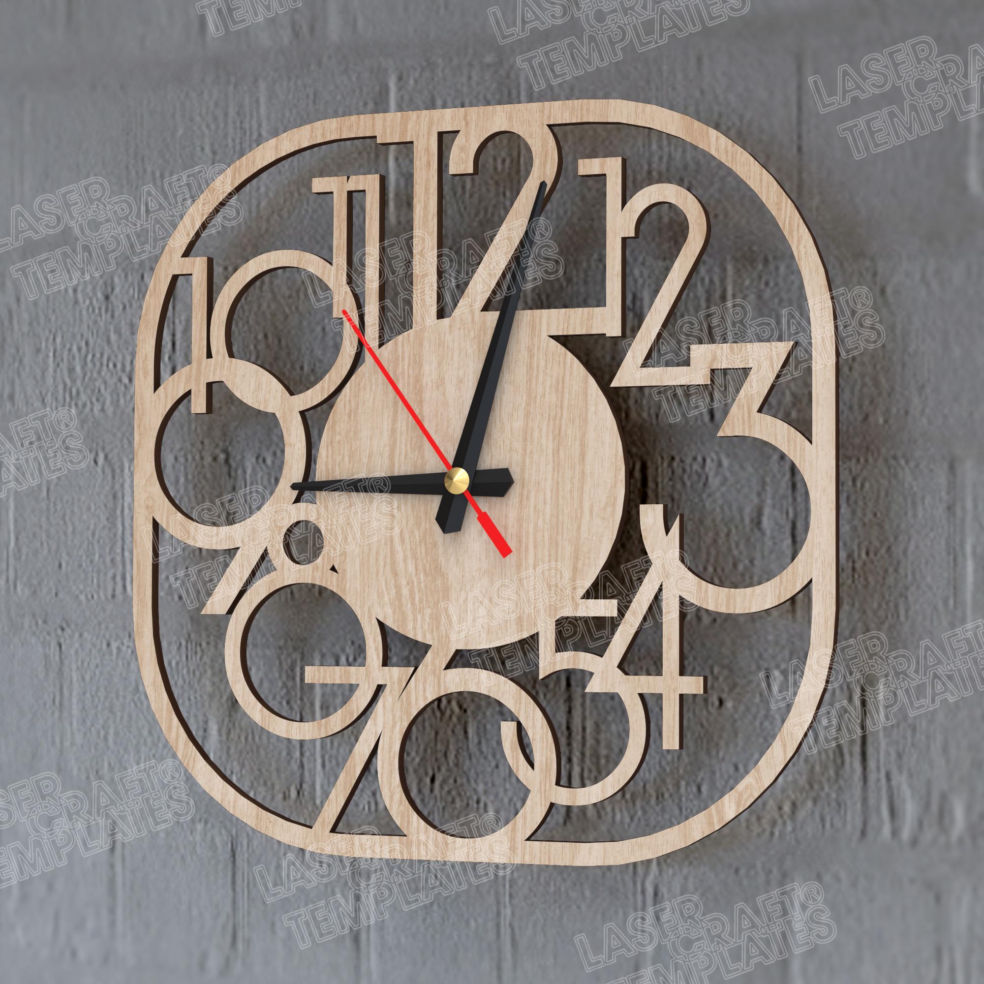 Wooden Numbers Wall Clock 4 Laser Cut Svg File Glowforge Numbers Wall ...