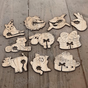 Bread bag clip holder 10 bundle laser cut svg file Glowforge animals bread bag clip svg Funny bread bag clip holder laser Bread bag holder