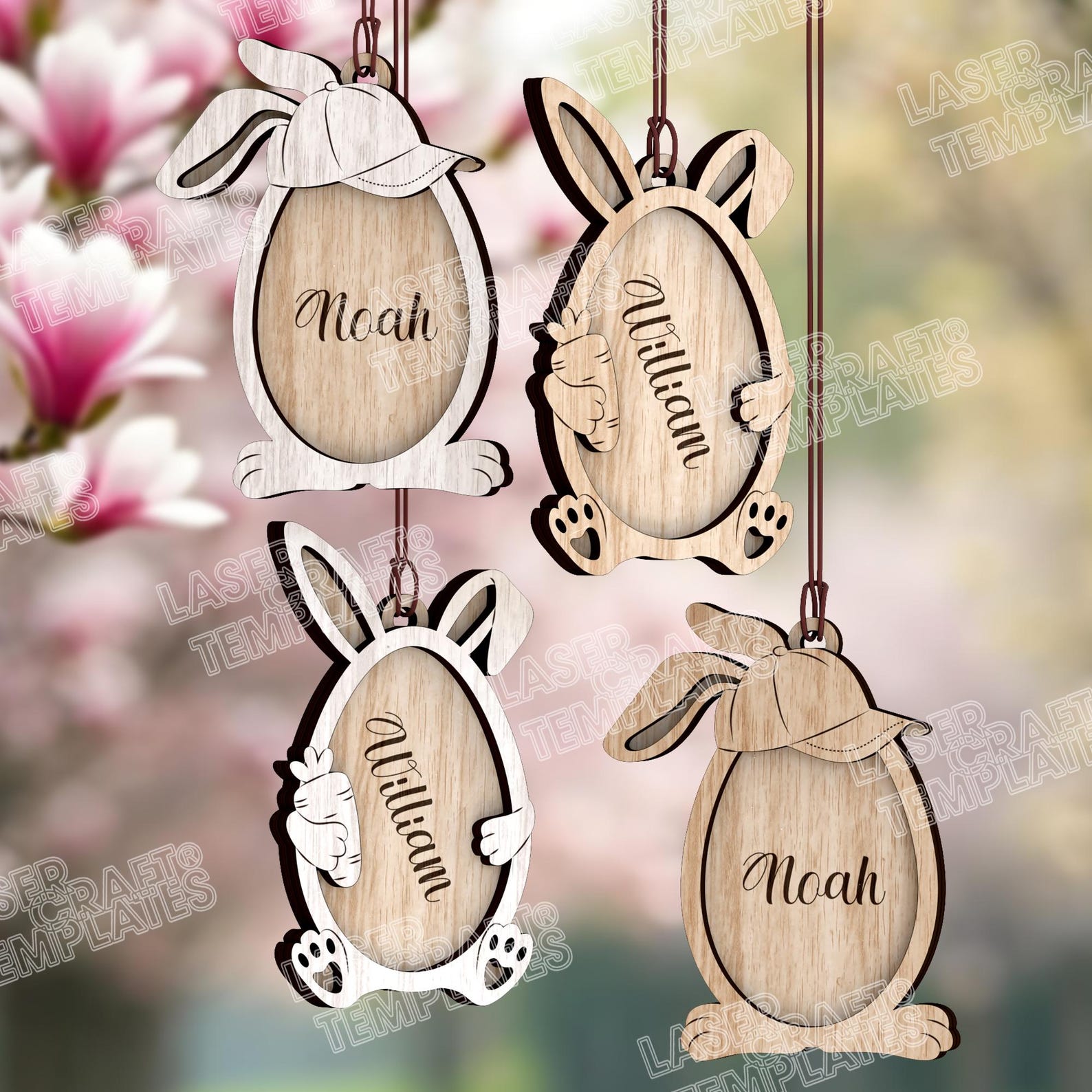 6 Easter Bunny Egg Ornaments Laser Cut Svg File Glowforge Easter Bunny ...