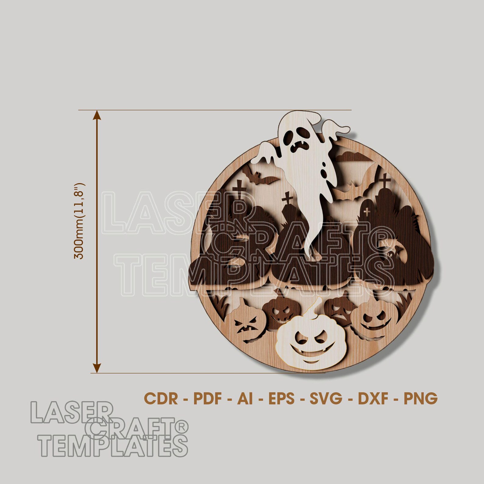 6 Halloween Sign SVG Laser Cut Multilayer Boo Spooky Wall Door Hanger ...