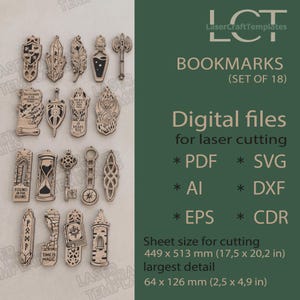 18 fantasie bladwijzer lasergesneden SVG paginamarkering lezer boek cadeau afbeelding 10
